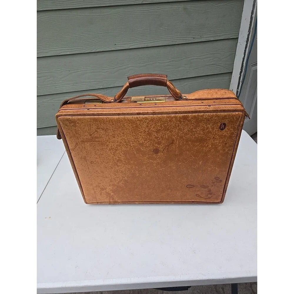Vintage Hartmann briefcase leather attache tan brown classic business